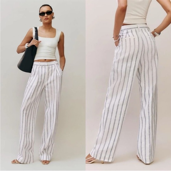 Reformation Alex Linen Pants Size 0 - Picture 3 of 7